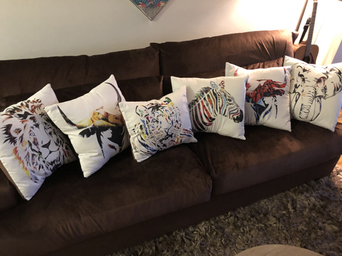 textiles custom couch and silk pillows